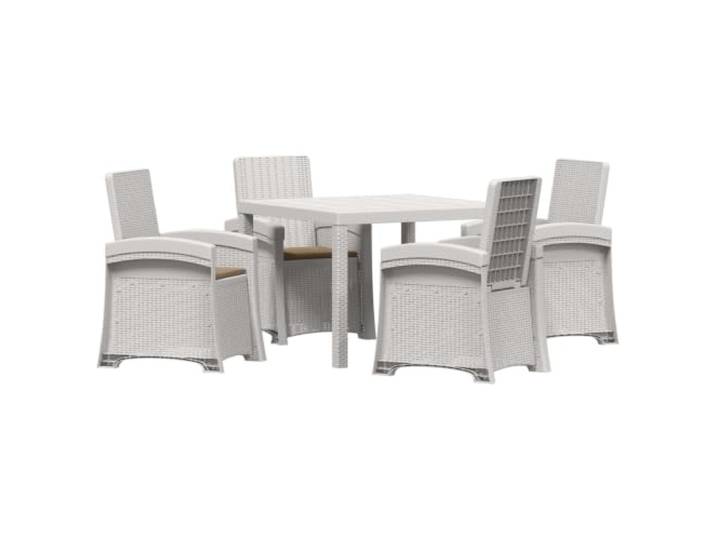 PUGYNBK Esszimmer-Set für den Außenbereich, 5-teilig, Taupe UV-beständiges Polyrattan, Rückenlehne in 3 Positionen, einfache Reinigung