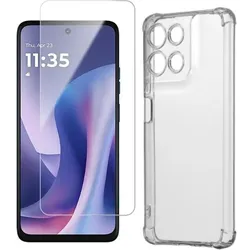 WE PACK verre trempé et coque de protection transparente MOTOROLA MOTO G57 POWER (Motorola Moto G57 Power), Smartphone Hülle, Transparent