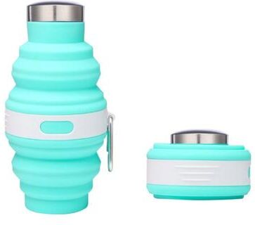 Universal Stock Collapsible Water Bottle BPA Free Silicone Travel Bottle With Carabiner For Hiking & Everyday Use blue