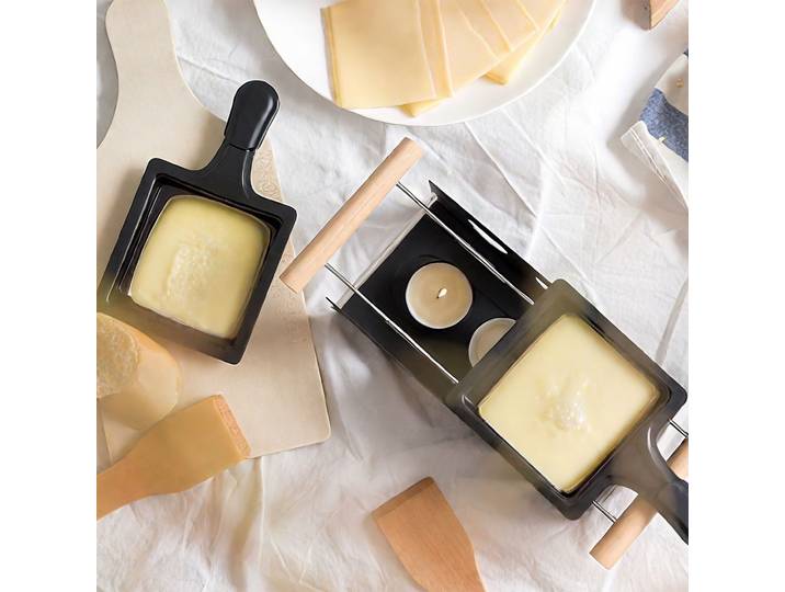 Teelicht-Raclette für 2 Personen, mit Schabern und Teelichtern