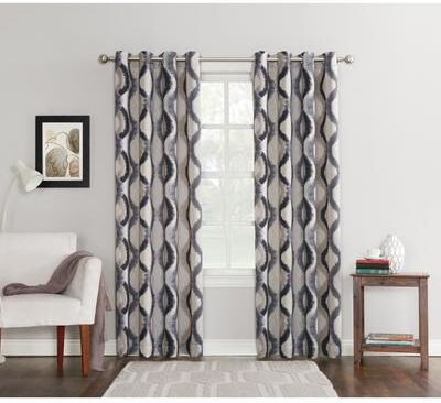 Sun Zero Cortez Watercolor Print Room Darkening Grommet Curtain Panel, Single Panel