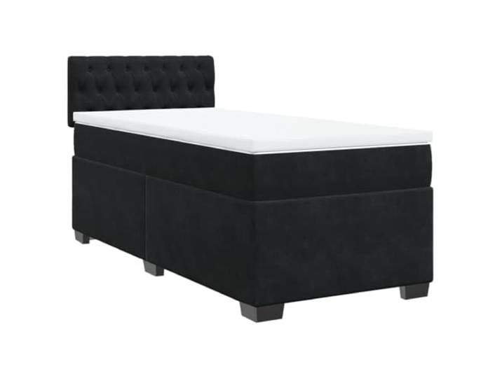 PUGYNBK Boxspringbett aus schwarzem Samt, 80 x 200 cm Gefederte Federn, Kopfteil, Lattenrost, robuste Beine
