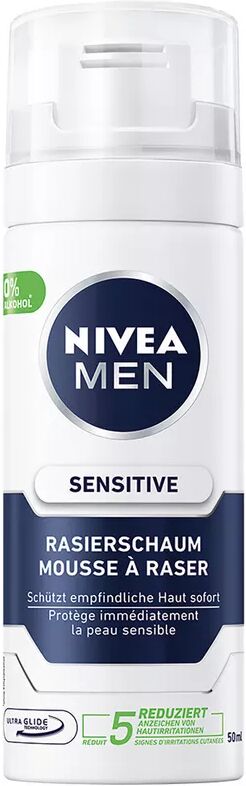 Nivea - Rasierschaum Men Sensitive, Minisize, 50 ml, Weiss