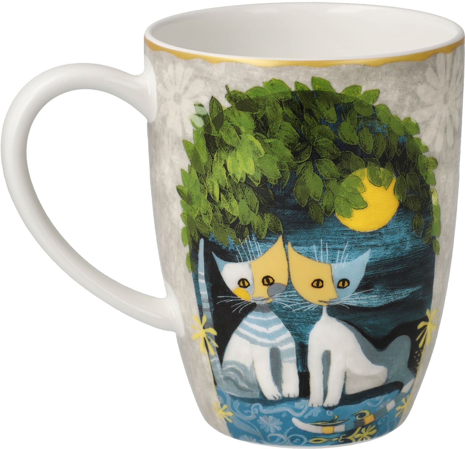 Tasse GOEBEL "Künstlertasse R. Wachtmeister -Al chiaro di luna", bunt, B:9cm H:11cm, Porzellan, Trinkgefässe, Tasse bunt 11cm, 1 Stk.