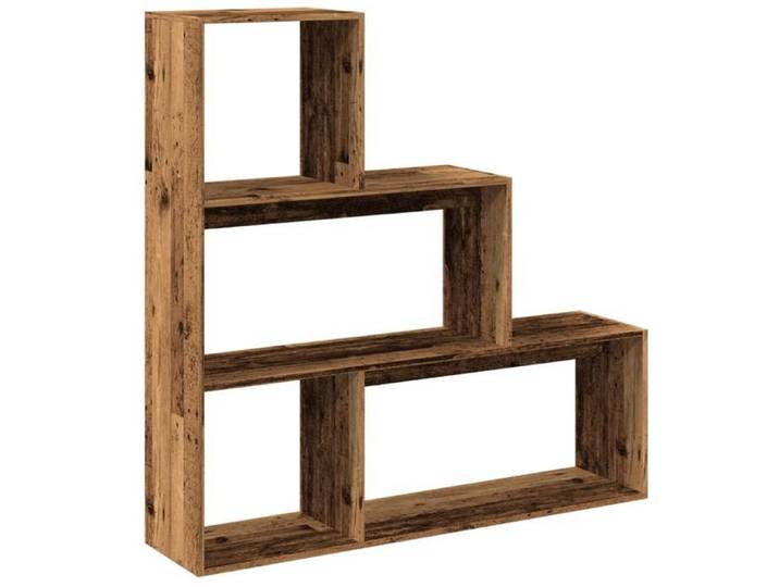 Étagère séparatrice de pièce à 3 niveaux - - étagère de rangement - bois - vieux bois - 123 x 29 x 123 cm{mxv59m}