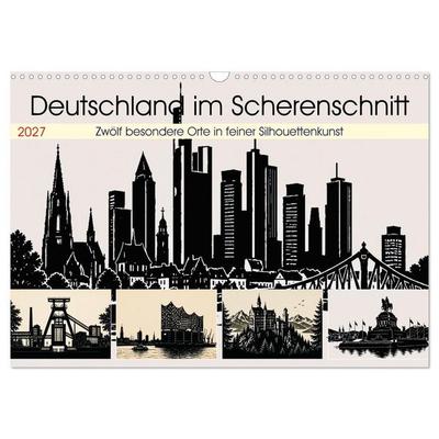 Deutschland im Scherenschnitt (Wandkalender 2027 DIN A3 quer), CALVENDO Monatskalender