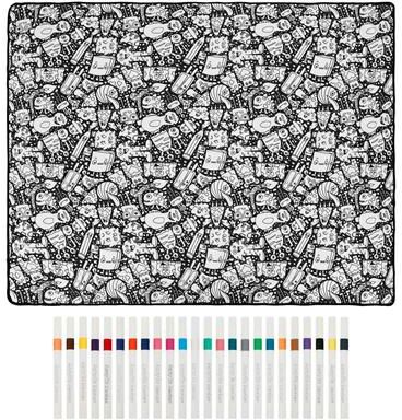 Uplift Picks DIY Coloring Blanket With 24 Markers Creative Reusable Art Throw monster