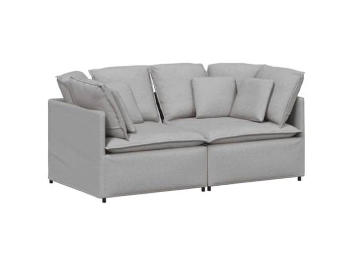 KUTYWEXFM Modulares Sofa 2er Set mit Kissen Stoff Wolkengrau 200x100 cm Flexible Couchgarnitur fürs Wohnzimmer mit Schaumstoffpolsterung und stabiler Metallkonstruktion inkl 10 Kissen