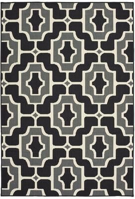Style Haven Marianna Geometric Tile Black/ Grey Loop Pile Indoor Outdoor Area Rug