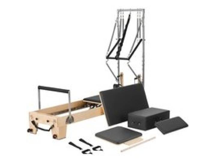 VEVOR Pilates Reformer Maschine aus Holz für Fitnessstudio zu Hause, Krafttrainingsgerät mit doppeltem Widerstand, Reformer-Box, Sprungbrett, für Fortgeschrittene und Anfänger, bis zu 181,44 kg