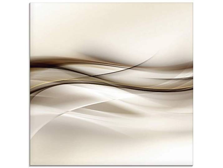 ARTland Wanddeko Glasbilder Wandbild Glas Bild einteilig 50x50 cm Quadratisch Moderne Kunst Abstrakt Modern Rauch Welle Braun T9LI