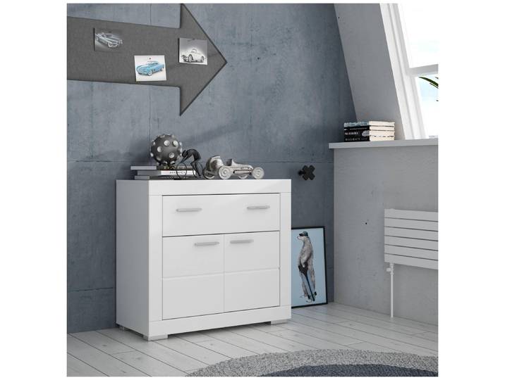 Forte Kommode SNOW Anrichte mit 2 Türen, 1 Schublade, Weiß matt, 96x41,5x86,5 cm