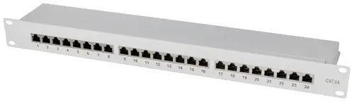 LogiLink NP0060 24 Port Patch-Panel 483mm (19") CAT 6a 1 HE Grau