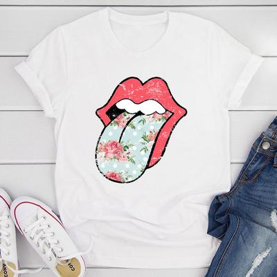 ForAllApparel Hippie Floral Tongue T Shirt White S
