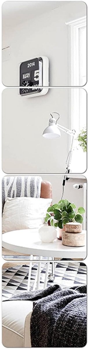 Set van 4 Waterproof Acryl Plakspiegels voor Badkamer, Woonkamer of Slaapkamer, Frameloos, 30 x 30 cm