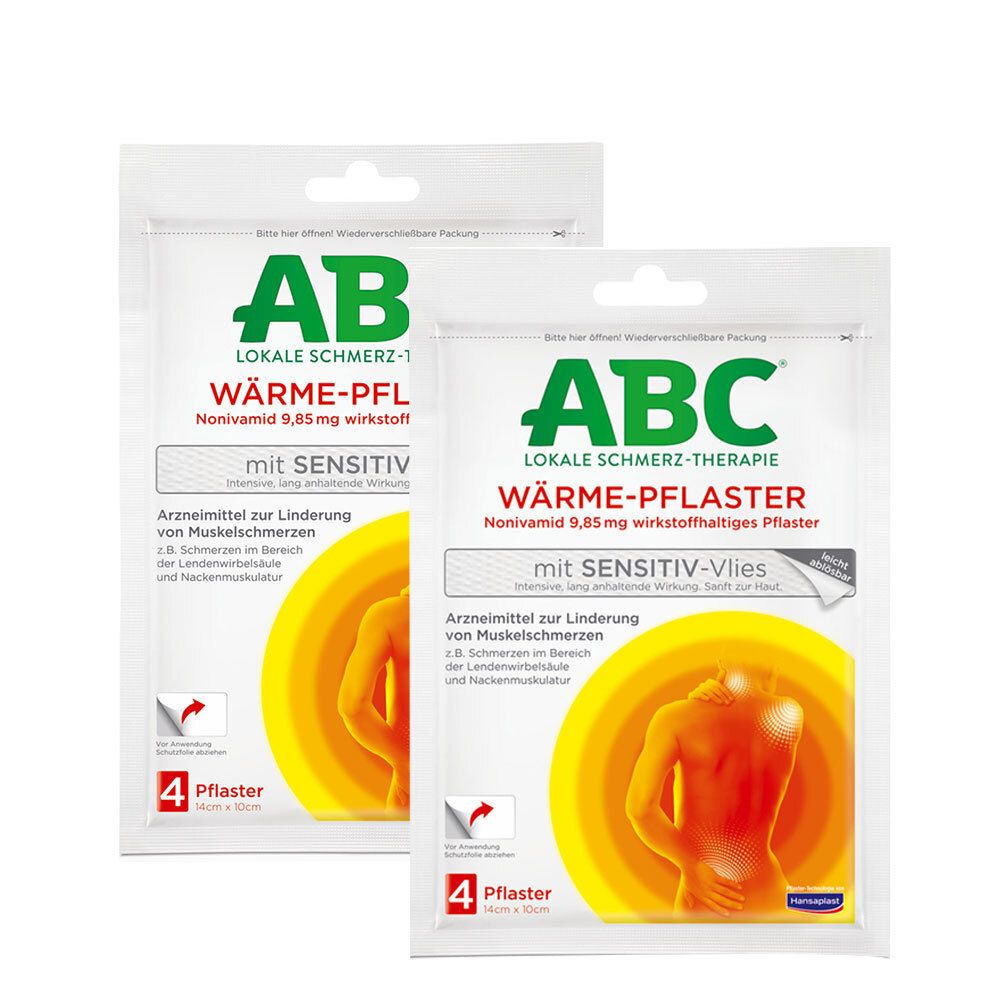 ABC Wärme-Pflaster sensitive Hansaplast med 10x14 Doppelpack 2x4 St Pflaster