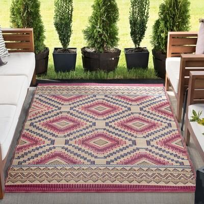 Alise Rugs Sundown Moroccan Abstract Indoor/Outdoor Area Rug