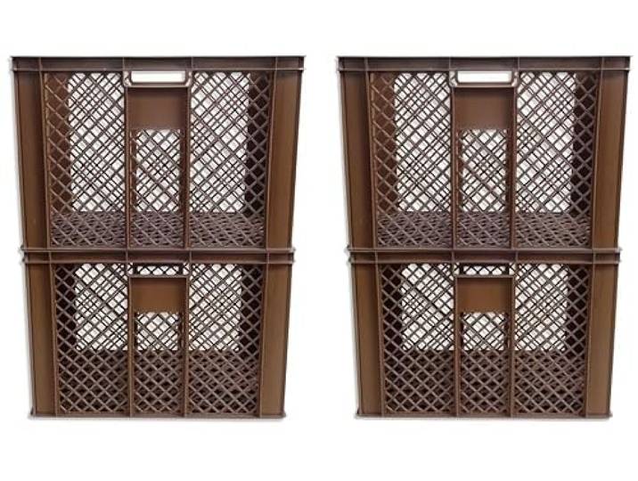 kanister-vertrieb® 4er SET Bäckerkisten 600x400x410mm, Bäckerkiste, Brotkiste, Brotkörbe, Brötchenkiste, Aufbewahrungsbox offen, 60x40x41cm, Stapelbehälter, Eurobehälter, Stapelkisten braun