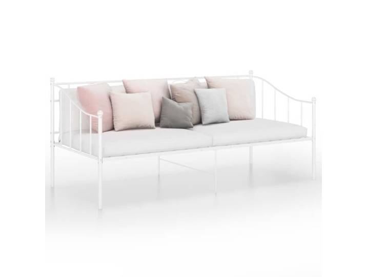 (ONSALE)Cadre de lit adulte-enfant - Cadre de canapé-lit salon - Blanc Métal 90x200 cm - 10481