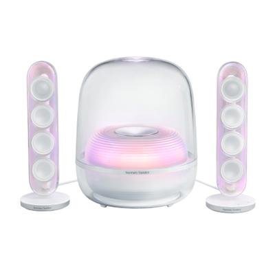 HARMAN / KARDON 2.1 Soundsystem "SoundSticks 5", transparent (weiß), B:23,4cm H:30,6cm T:23,4cm, Lautsprecher, 2.1-Channel Bluetooth Speaker mit HDMI