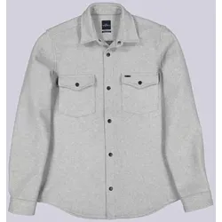 engbers Herren Overshirt in Woll-Optik Grau slim fit uni Kent-Kragen - S