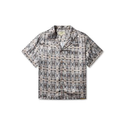 Langarmhemd PAS DE MONACO "Pas De Monaco COCKPIT CUBAN SHIRT", Herren, Gr. XS, US-Größen, grau (formular cockpit), 100% Polyester, mehrfarbig, normal, Hemden