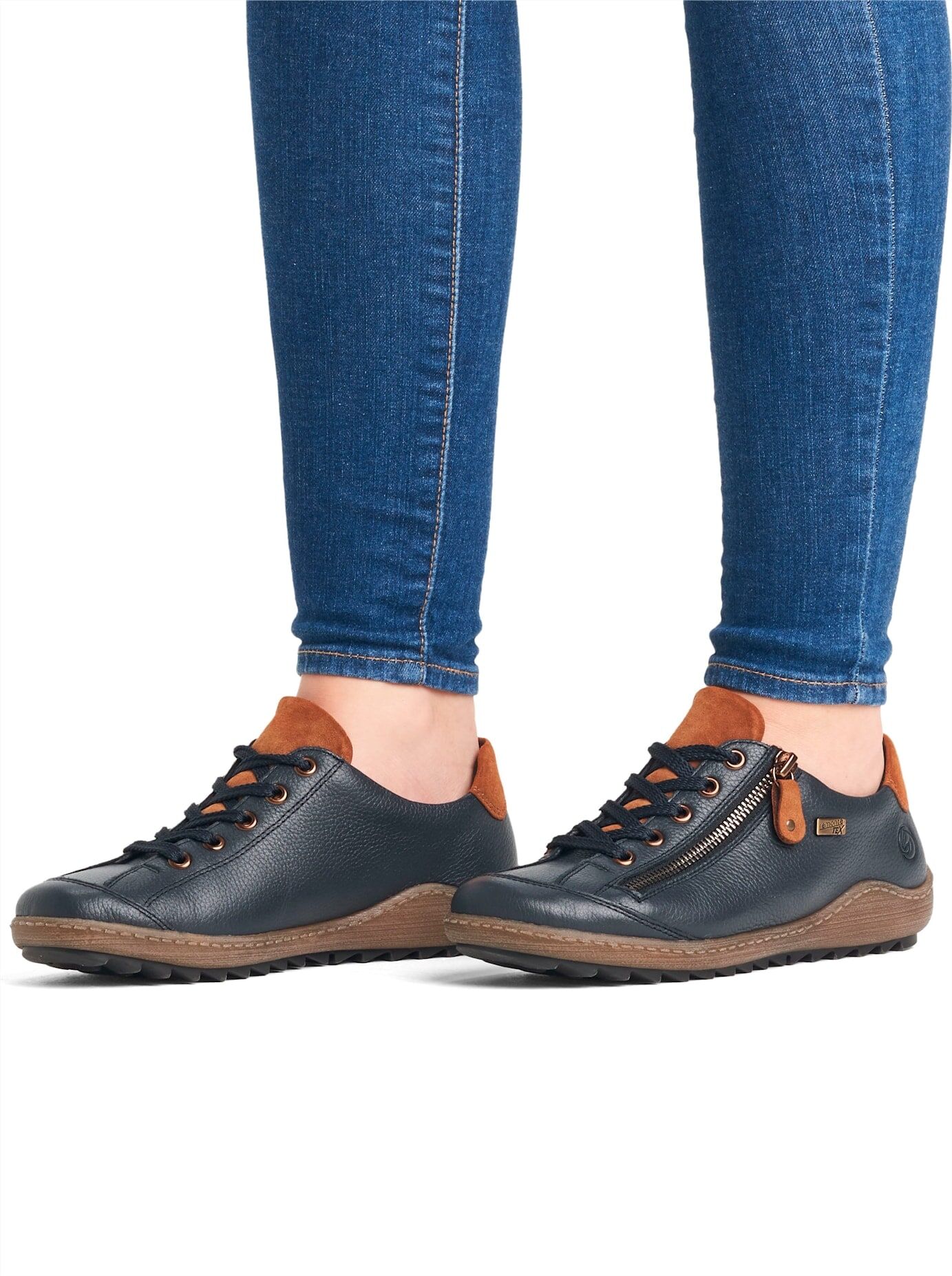 Schnürschuh REMONTE, Damen, Gr. 42, Lederimitat, blau (marine), Schuhe Schnürschuh marine 42, Lederimitat
