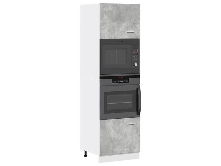 SALE 2024 Meuble bas cuisine armoire rangement Moderne Armoire à micro-ondes Gris béton 60x57x207 cm Aggloméré 52.69 Kg