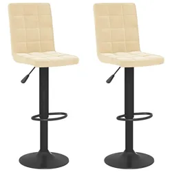 vidaXL Barhocker 2 Stk. Creme Samt