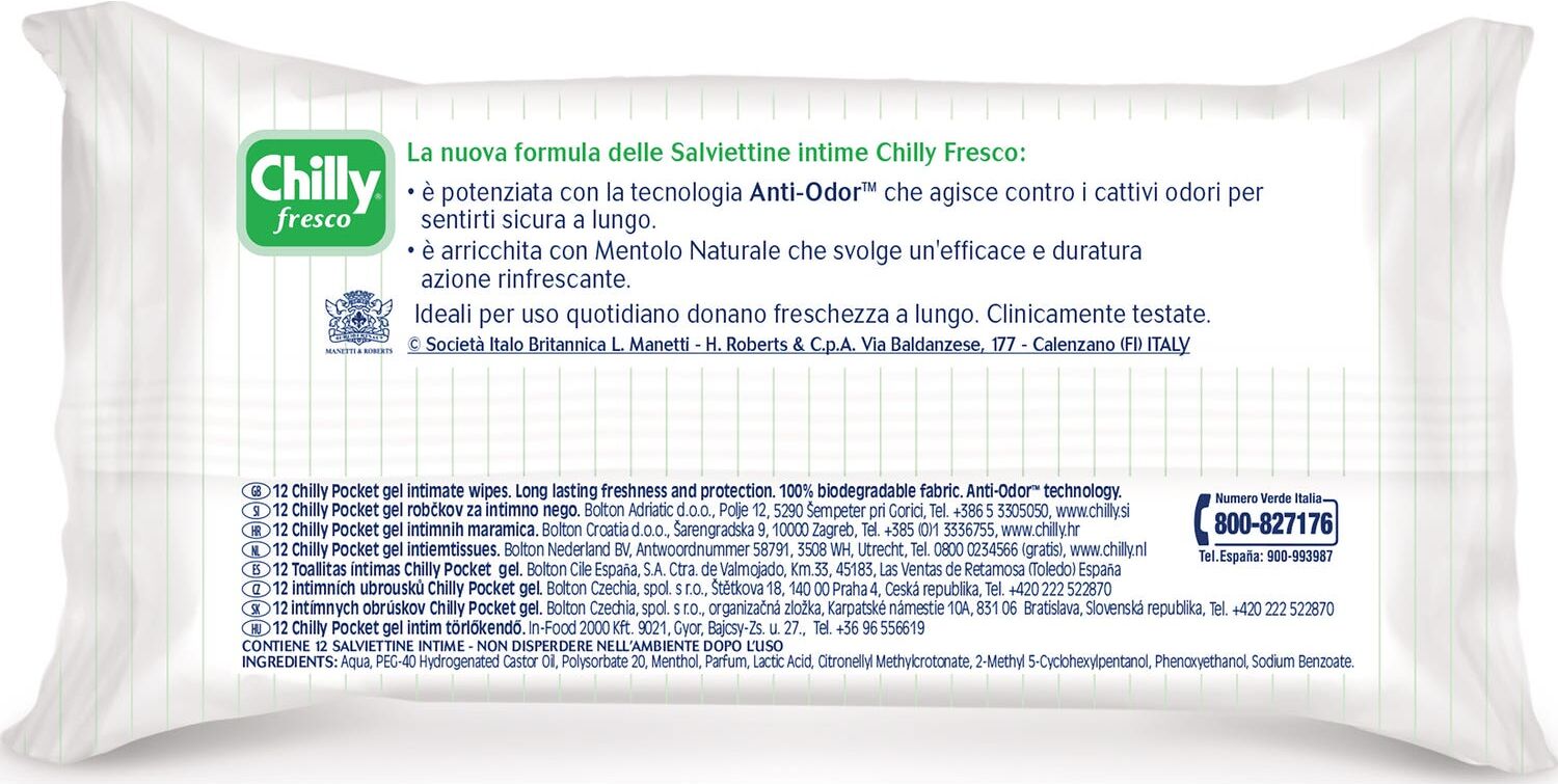 CHILLY ® Pocket toallitas refrescante 12uds