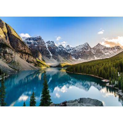 Fototapete PAPERMOON "Moraine Lake Rocky Mountains", bunt, B:3,5m L:2,6m, Vlies, Tapeten