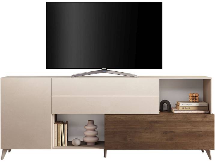 Sideboard HOME AFFAIRE Monaco in Breite 241 cm, Anrichte mit Tür, Klappe und 2 Schubkästen , weiss (cashmere, mercure nb holzstruktur), B:241cm H:94cm T:42cm, Sideboards, Sideboard, Stauraumschrank – sanftes Schliessen, edles Design, viel Platz