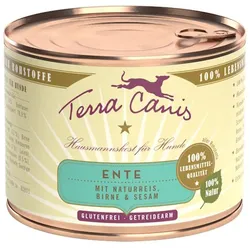 Terra Canis Classic 200g Dose Hundenassfutter Sparpaket 24 x 200 Gramm Ente mit Naturreis, roter Bete, Birne & Sesam