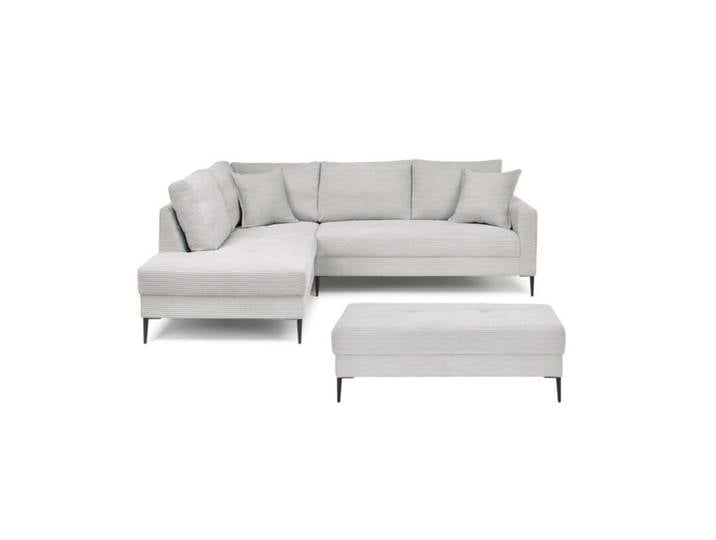 Trendstore Hilary Ecksofa mit Umbauecke in Cord – inkl. Hocker - Cord Zoom dove - links Modern