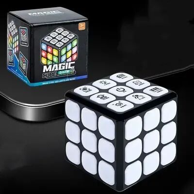 Multisell Products Hub Magnetic Flashing Cube, Kids Fun Gift, Brain Game Modes For Intelligence Development black White