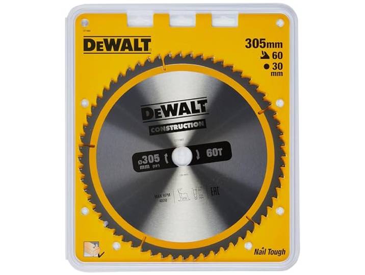 DeWalt Bouwcirkelzaagblad voor stationaire zagen/cirkelzaagblad (305/30 mm 60WZ, universeel gebruik en doorsneden) DT1960