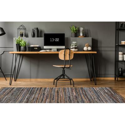 Teppich KAYOOM "Sonipat 110", bunt (braun, multi), B:200cm H:16mm L:300cm, Rindsleder, Teppiche, Teppich, Echtleder flachgewebt, hochwertiges Unikat