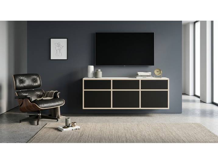 Maßgefertigtes Lowboard hängend Premium Dekore Weiß Multiplex Kante