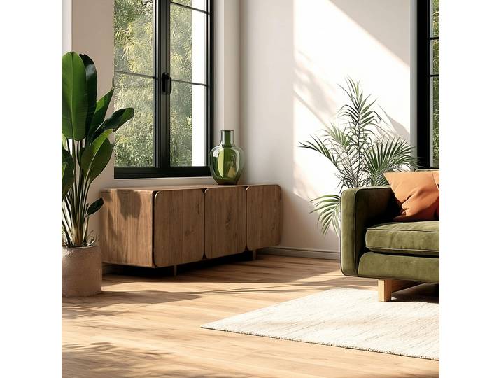 Buffet 3 portes 120x40cm en bois de teck recyclé SWING