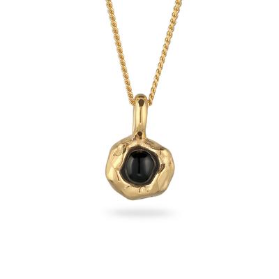 Kette mit Anhänger ELLI "Halskette Onyx Melted Schwarz 925 Sterling Silber" Gr. 45, gold, Halsketten, Damen, Silber 925 (Sterlingsilber)