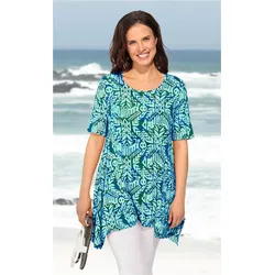Viskose-Shirt in Druck blau in Größe 40/42 von DW-Shop, Blau, 40/42