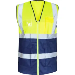 Polyester-Warnweste "BASIC" Kl. 1 zweifarbig - XL - gelb/marine