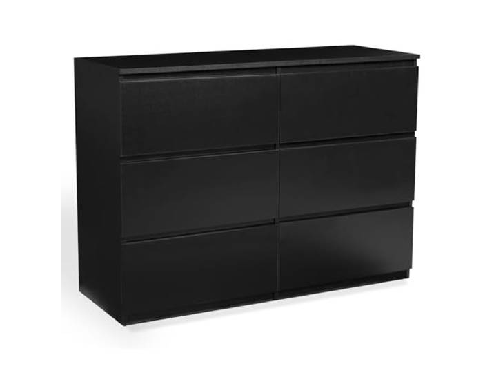 IDMarket - Kommode mit 6 Schubladen TOMI 110 cm Holz schwarz