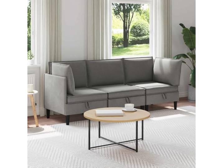 YUTAASU 3er Sofa Set Dunkelgrau Polyester 100% Polyester, Sperrholzrahmen, Pfostenbeine Braun, 3-teilig, Wohnzimmer