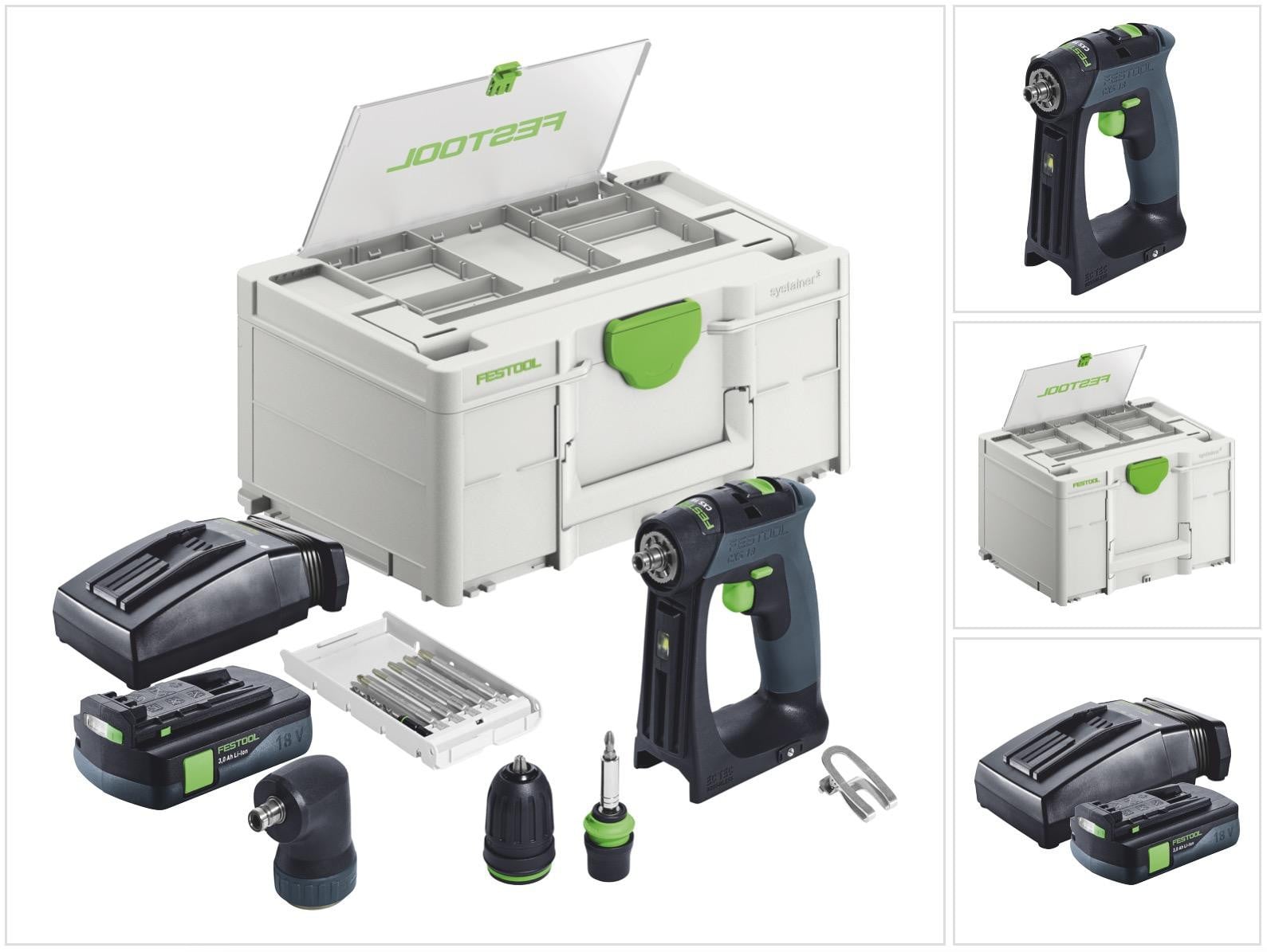 Festool CXS 18-Basic-set accuboormachine 18 V 40 Nm borstelloos met 1x 3,0 Ah accu, oplader en Systainer