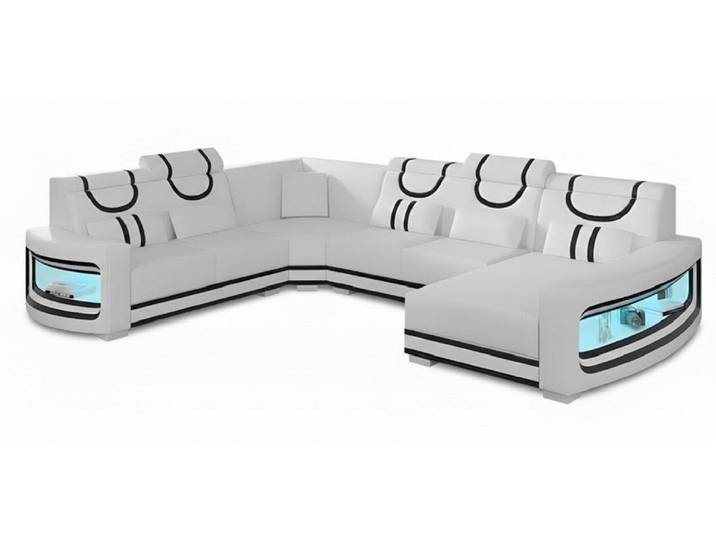 Xlmoebel Wohnlandschaft Modern Design Wohnlandschaft Schwarz – Großes U-Form Ledersofa Sofort, Wohnlandschaft 1 Teile, Hergestellt in Europa
