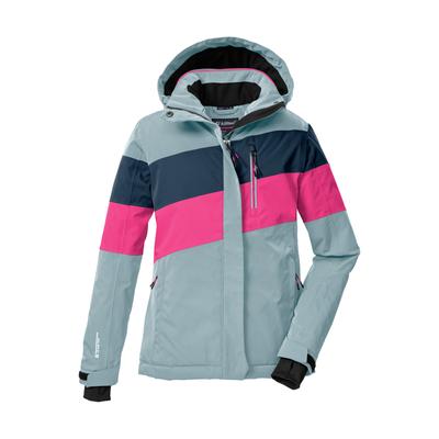 Skijacke KILLTEC "KSW 197 GRLS SKI JCKT", Mädchen, Gr. 152, graublau, Obermaterial: 100% Polyester.Futter: 100% Polyester.Füllung: 100% Polyester, Jacken Skijacke, Wasserdicht, atmungsaktiv, verstellbare Kapuze, viele Taschen