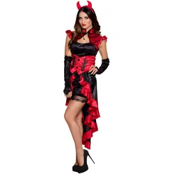 Boland Damenkostüm Gothic Teufel mit Diadem, Kleid, Handschuhe (42)