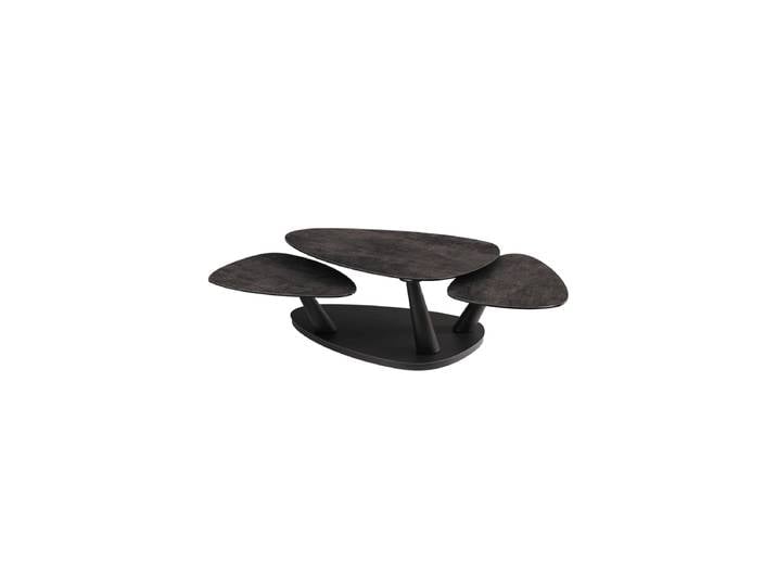 Ausziehbarer, flexibler Design Keramik Couchtisch „Camelias“ Keramik Rostbraun Akante Design