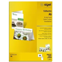 Sigel DIN A6 Faltkarte »DP671« frei gestaltbar 50 Stück beideitig bedruckbar weiß, 10.5x14.8 cm